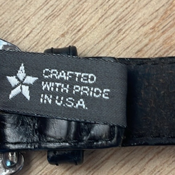 Vintage Brighton Leather Metal Belt 1995 Medium Heavy Weight Tarnished Weathered - Picture 11 of 16